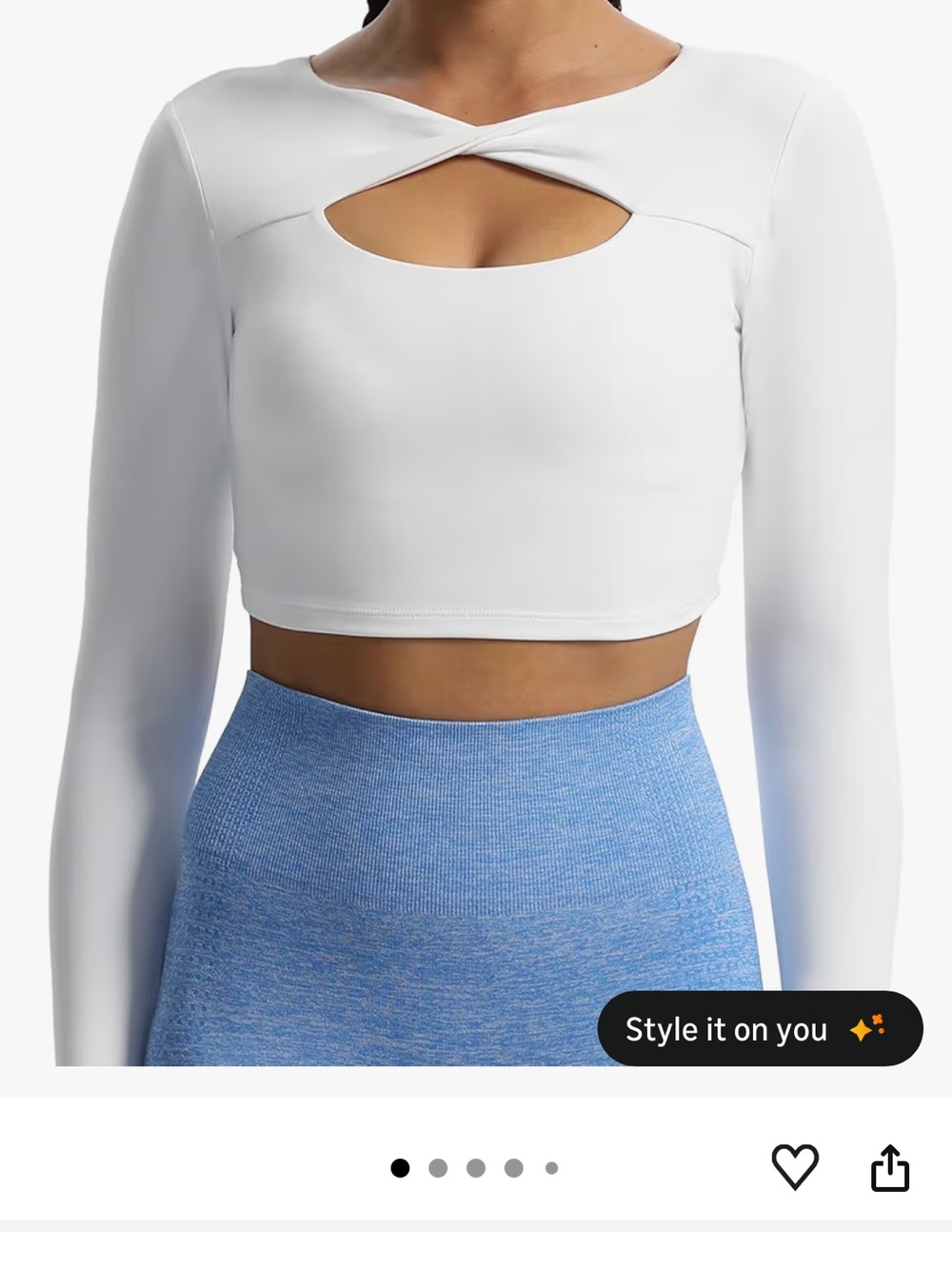 Women's Sports Bra Long Sleeve Beige Crop Top with Front Twist Cutout